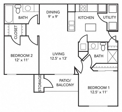 C1PR Floor Plan at 92West, West Des Moines Iowa  